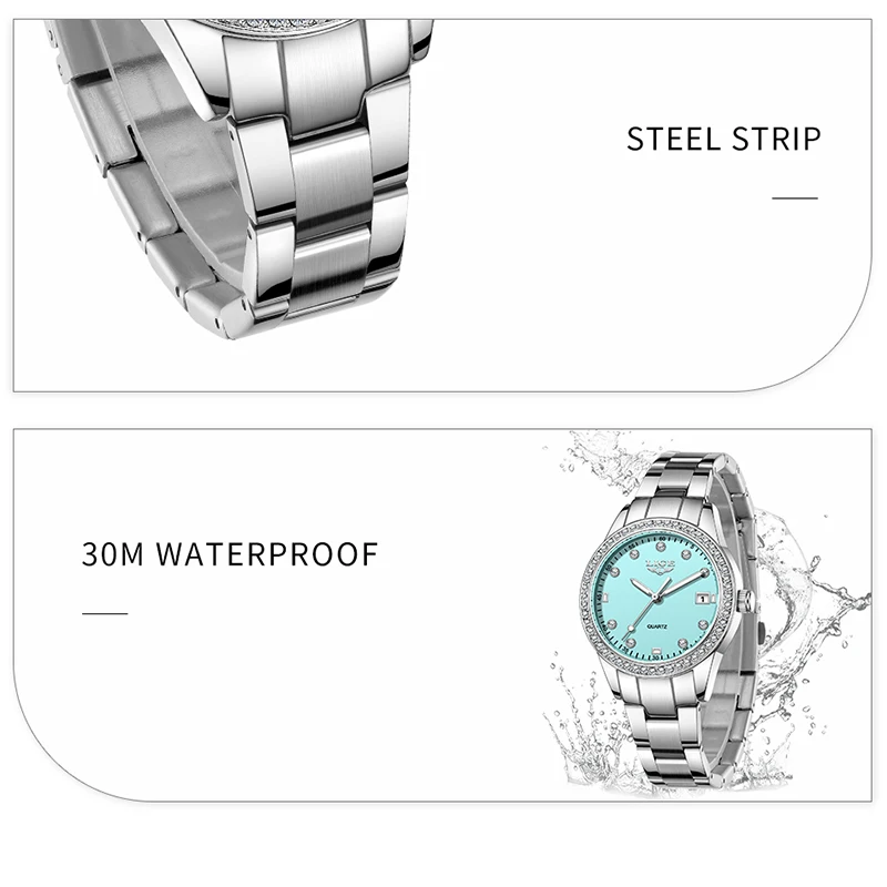 Elegant Luminous Women's Stainless Steel Fashion Watch - Waterproof Quartz Wristwatch
