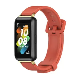 Silicone Strap Bracelet for Smartwatch Fitness Band - Enhanced Comfort & Style (Orange Gold)