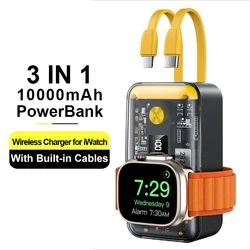 Wireless with Built-in Cable PowerBank PD20W for Apple Watch s1-s9 Portable Battery Source for iPad Air mini 10000mAh PD 20W