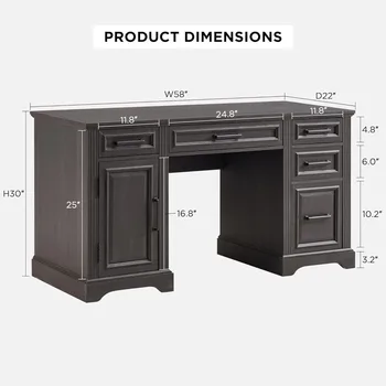 Large Computer Desk with Drawers, Embossed Texture Home Office Desk, Workspace for Work Study Writing 2