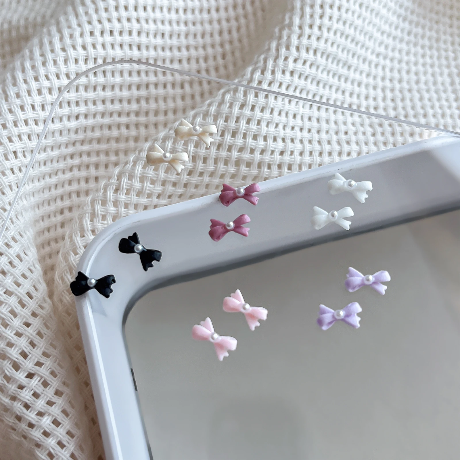 60pcsMini Fragrant Pearl Bow Nail Accessories Sweet and Cute Versatile Tie Wearing Armor Small Decoration Wholesale 5