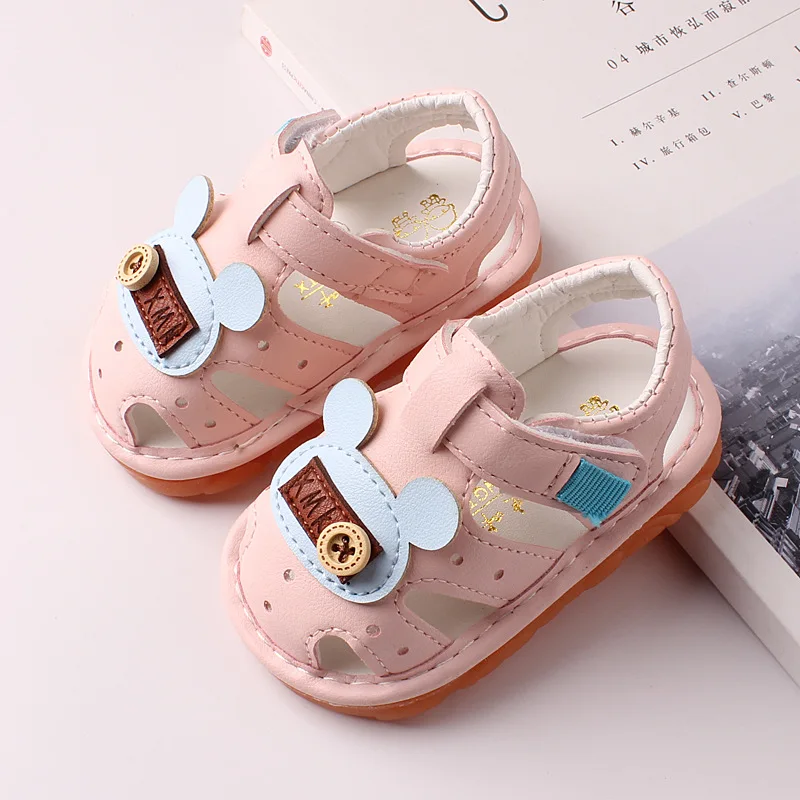 Sandals for Baby with Sound Boys Summer Cut-Outs Breathable Toddlers Shoes Soft Non-slip Round Toe First Walkers Free Shipping