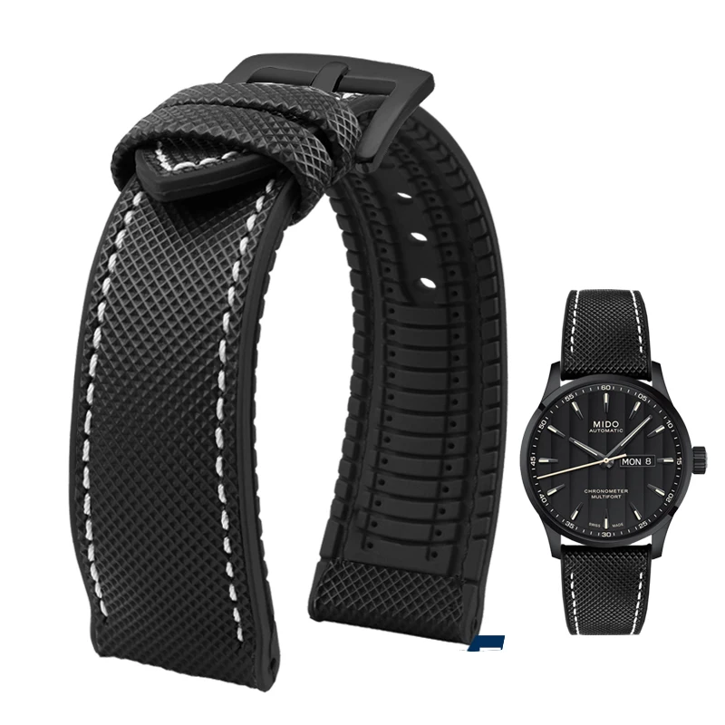 Premium Nylon-Silicone Waterproof Watch Strap for Men - 19mm, 20mm, 22mm Rubber Wrist Band Accessories