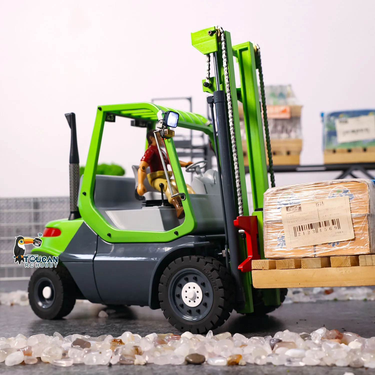 1/14 RTR Mini RC Hydraulic Forklift Metal Wheeled Transfer Car DIY Painted Finished Folk Lift Truck Cars Vehicle Model Boys Toys 4