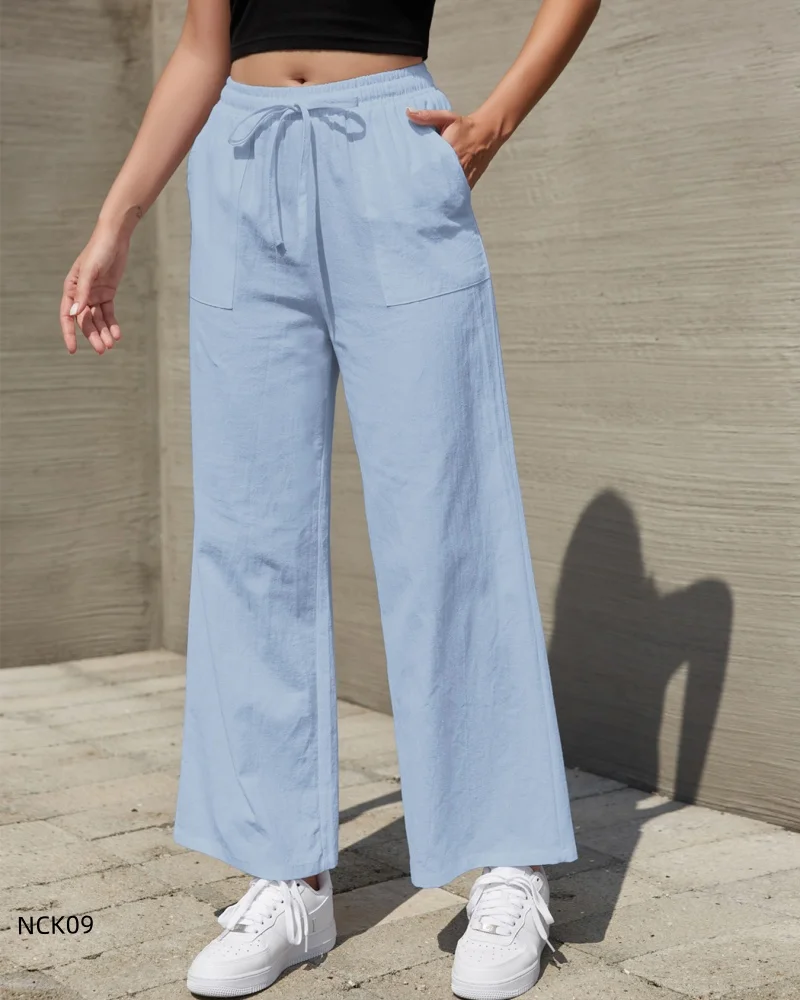 Women’s casual versatile spring and autumn pants comfortable everyday trousers blue