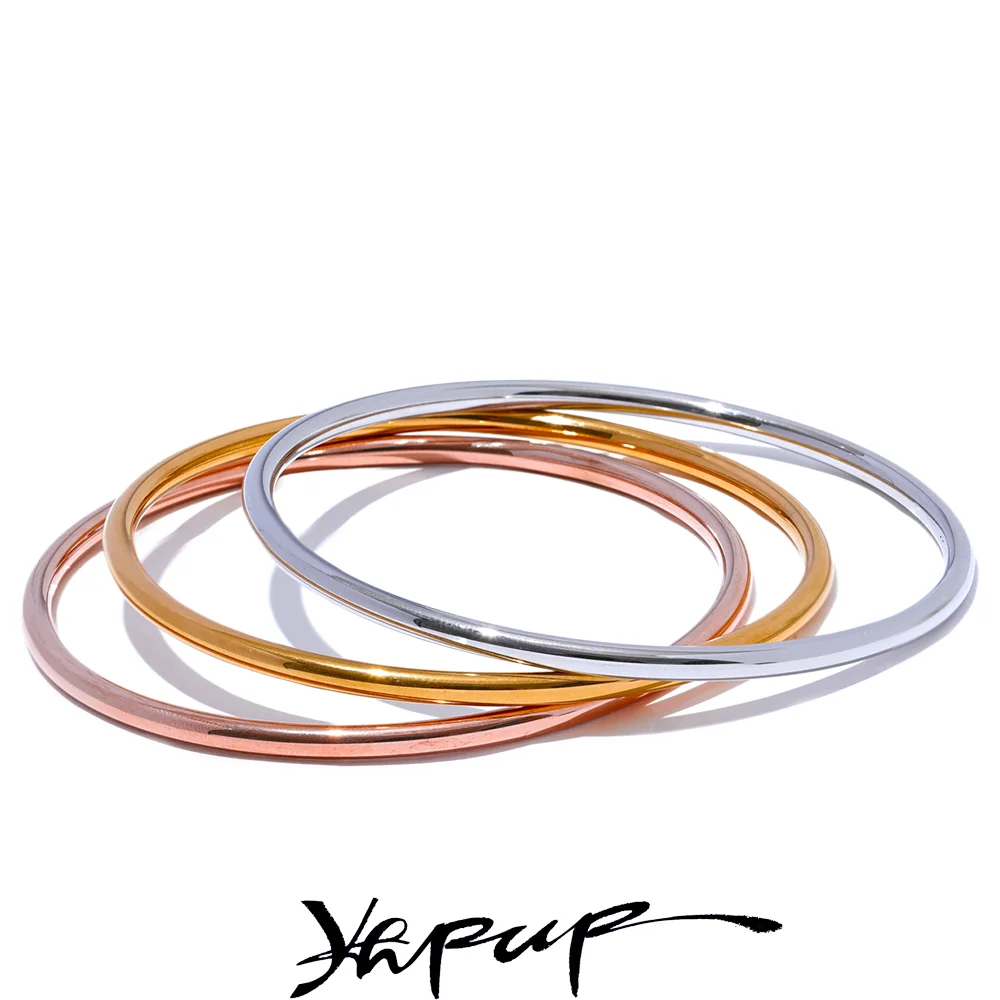 Yhpup Stainless Steel Round Bracelet Bangle Waterproof