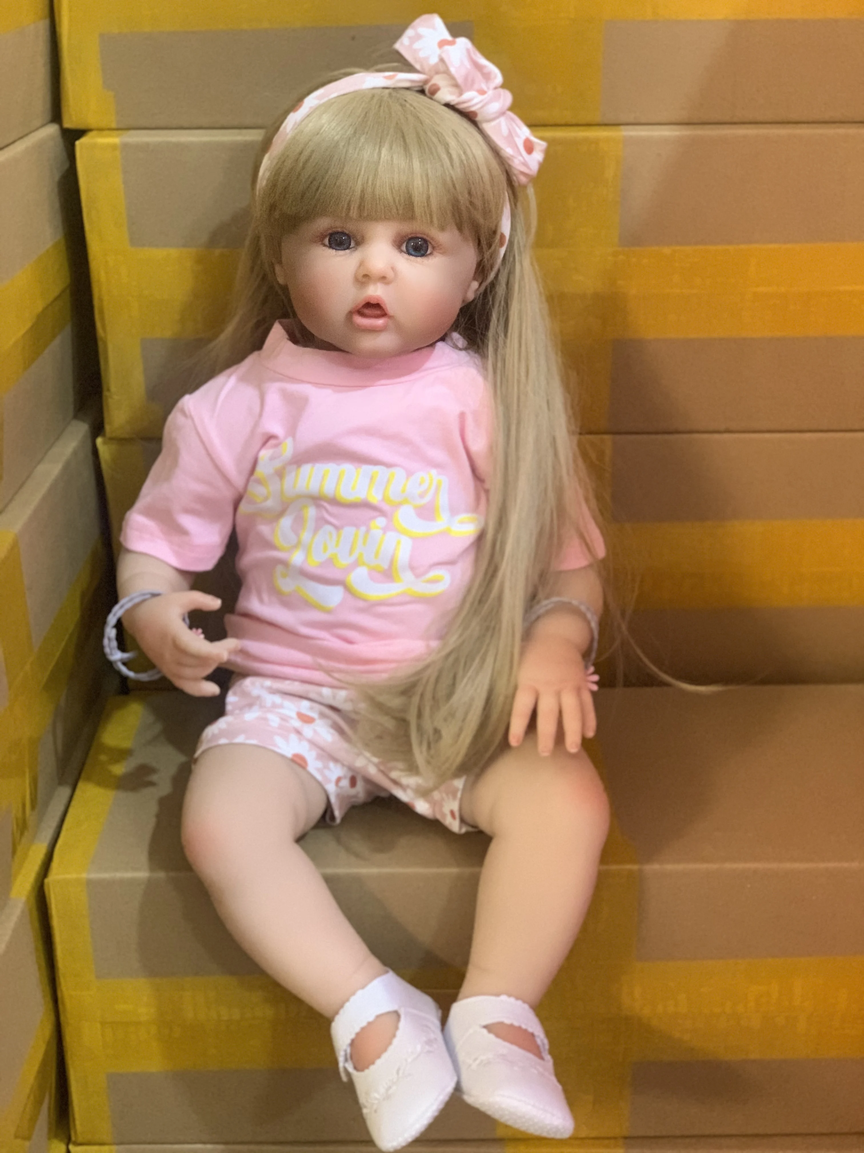 Silicone Reborn Toddler 60cm Doll Toy For Girl Lifelike Vinyl Princess Baby With Cloth Body Bebe Birthday Gift Dress Up Boneca 4