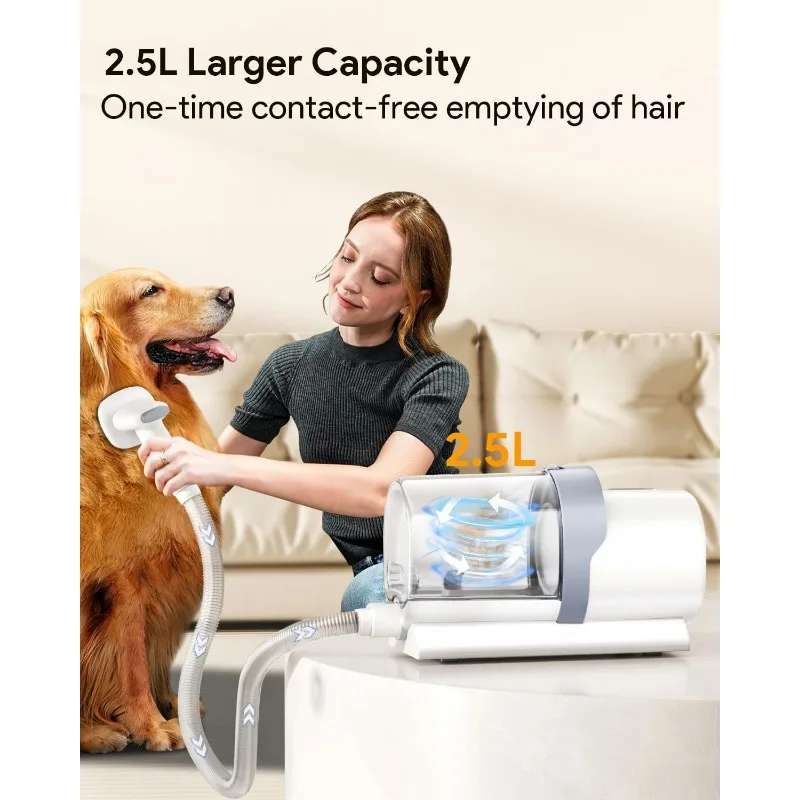 Dog Grooming Vacuum, 2.5L Large Capacity, 10000PA Powerful Suction 99% Pet Hair, 4 Grooming Tools for Dogs Cats Home Cleaning 6