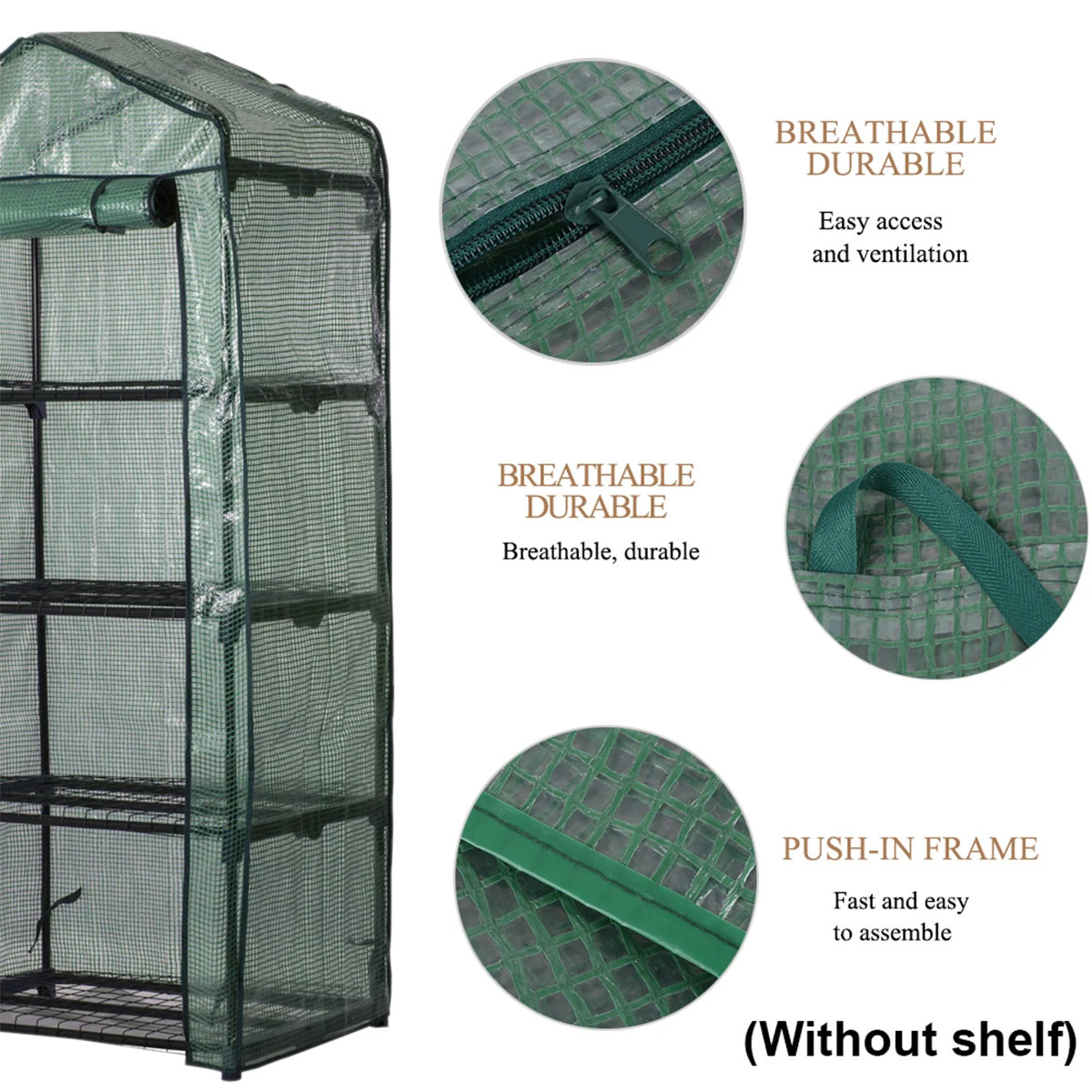Water Resistant Mini Greenhouse Cover with Roll Up Zipper Door