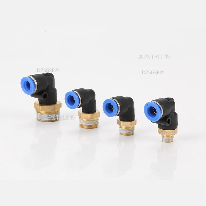 Air Pneumatic Pipe Connector 10mm 8mm 6mm 12mm OD Hose Tube 1/8&quot 1/4&quot 3/8&quot 1/2&quot BSPT Male Thread L Shape Gas Quick Joint Fitting |