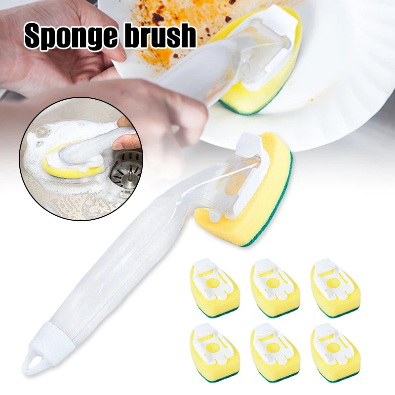

Dishwand Dish Cleaning Brush Set With Replacement Head Dish Scrubber Sponge Kitchen Sink Cleaning Brushes For Dishwashing