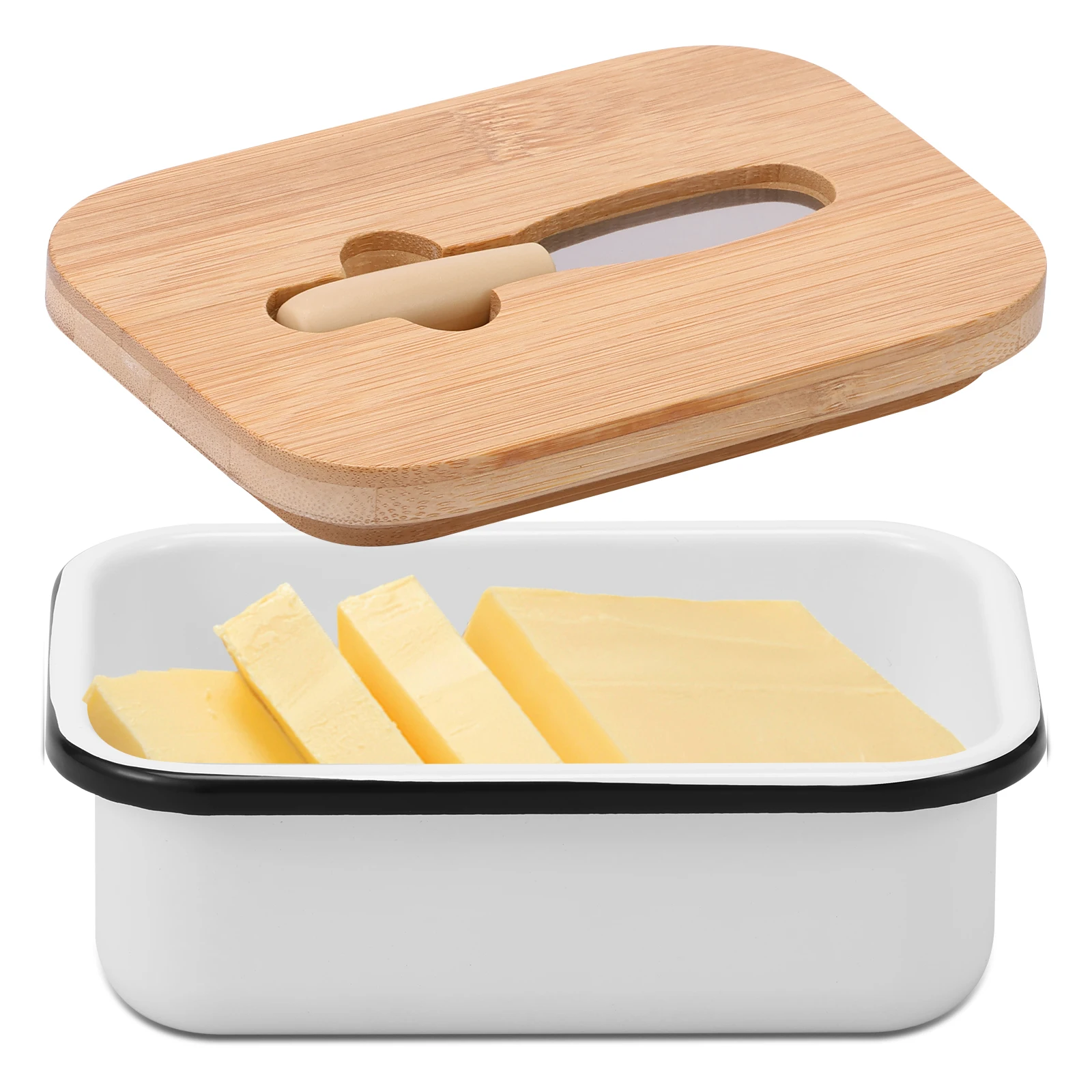 Butter Dish With Cover Metal Butter Fresh-keeping Box With Cutter Slicer Reusable Container Kitchen Cheese Storage Box