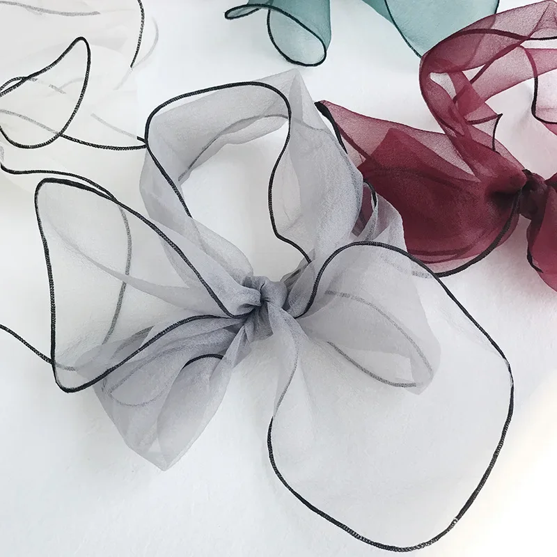 140cm Spring Scarf Transparent Women's Silk Scarf Fashion Lady Square Scarves Soft Shawls Pashmina Solid Color Bandana Headband