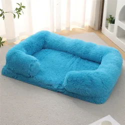 Deluxe Cozy Pet Sofa Bed - Plush Cushion - M  Pet within 8kg (Blue)