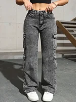 Womens Jeans Y2k Jeans High Waist Stretch Cargo Pants Multiple Pockets Casual Trousers For Ladies Fashion Retro Style - Image 3