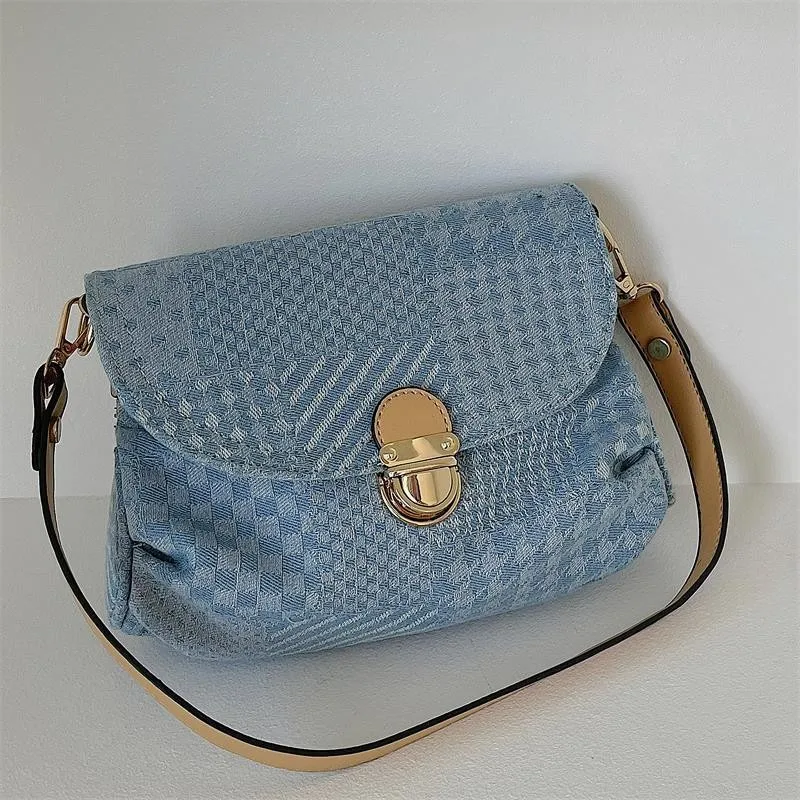 What Goes Around Comes Around Louis Vuitton Denim Pleaty Mini Shoulder Bag  in Blue