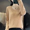 Women 100% Merino Wool Sweater V-Neck Basic Pullover Autumn Winter Cashmere Clothing Long Sleeve Soft Knitwear Tops Solid Color 4