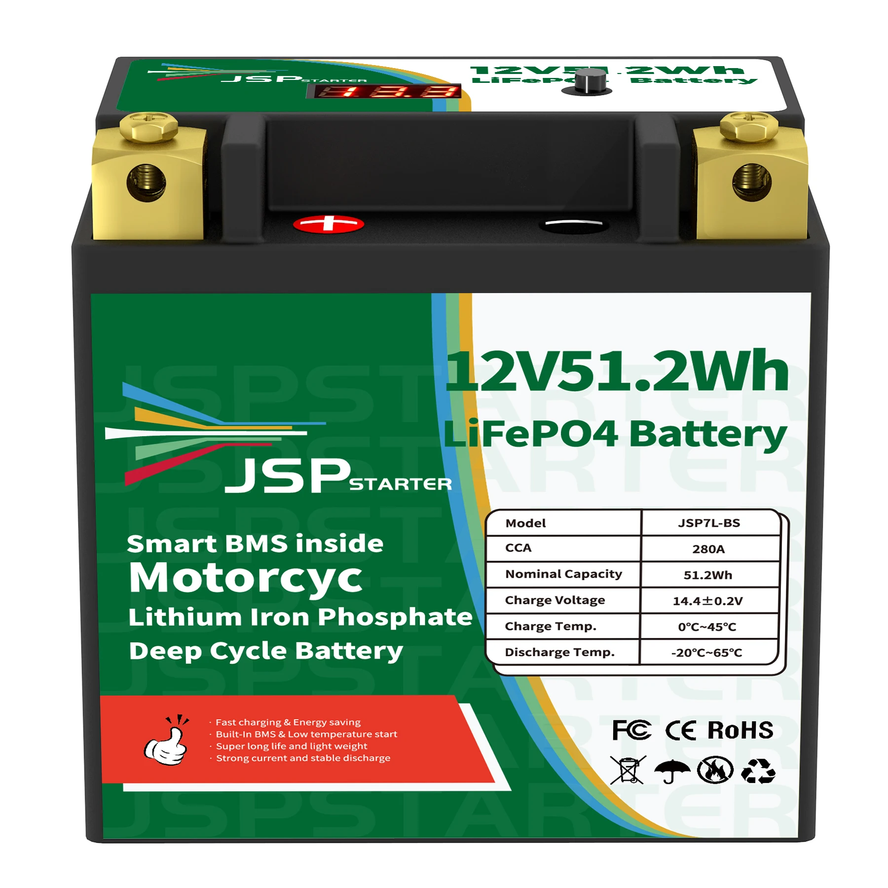 Jsp7L-Bs 12.8V 51.2Wh Cca280A Bms Moto Start Batteria 12.8V Litio Ferro Fosfato Scooter Lifepo4 Batterie Ytx5L-Bs Ytx5L