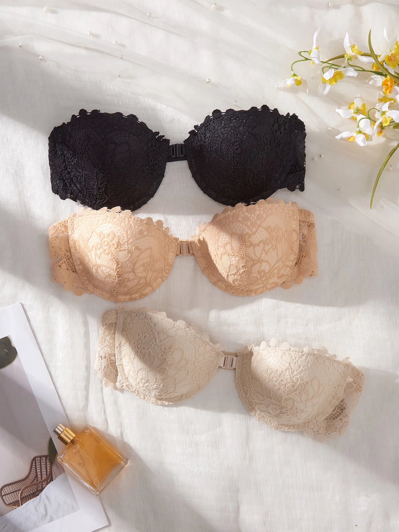 حمالة صدر نسائية مثيرة بدون حمالات، 1 أو 3 أو 5 قط...