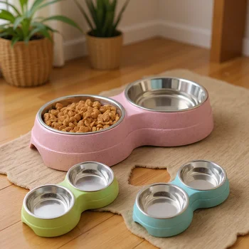 Dual Stainless Steel Pet Bowls 1