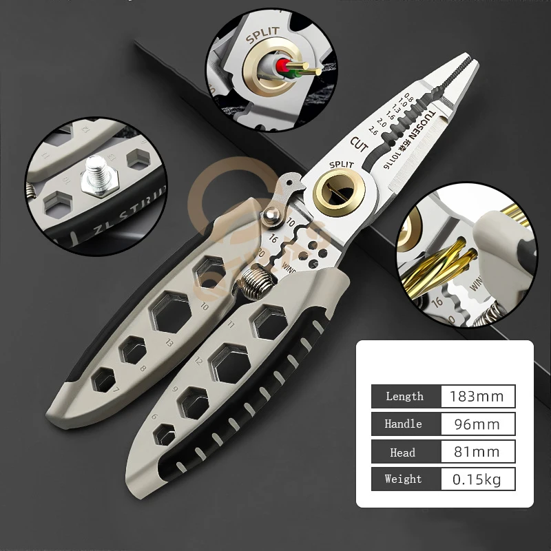 

Multipurpose 7-inch Wire Stripper Professional Tool Electrician Crimpe Pliers For Wire Stripping Cable Cutters Hand Tool