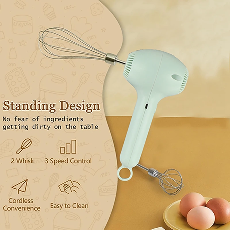 Wireless Portable Electric Food Mixer Automatic Whisk Dough Egg Beater Baking Cake Cream Whipper Kitchen Tool 4
