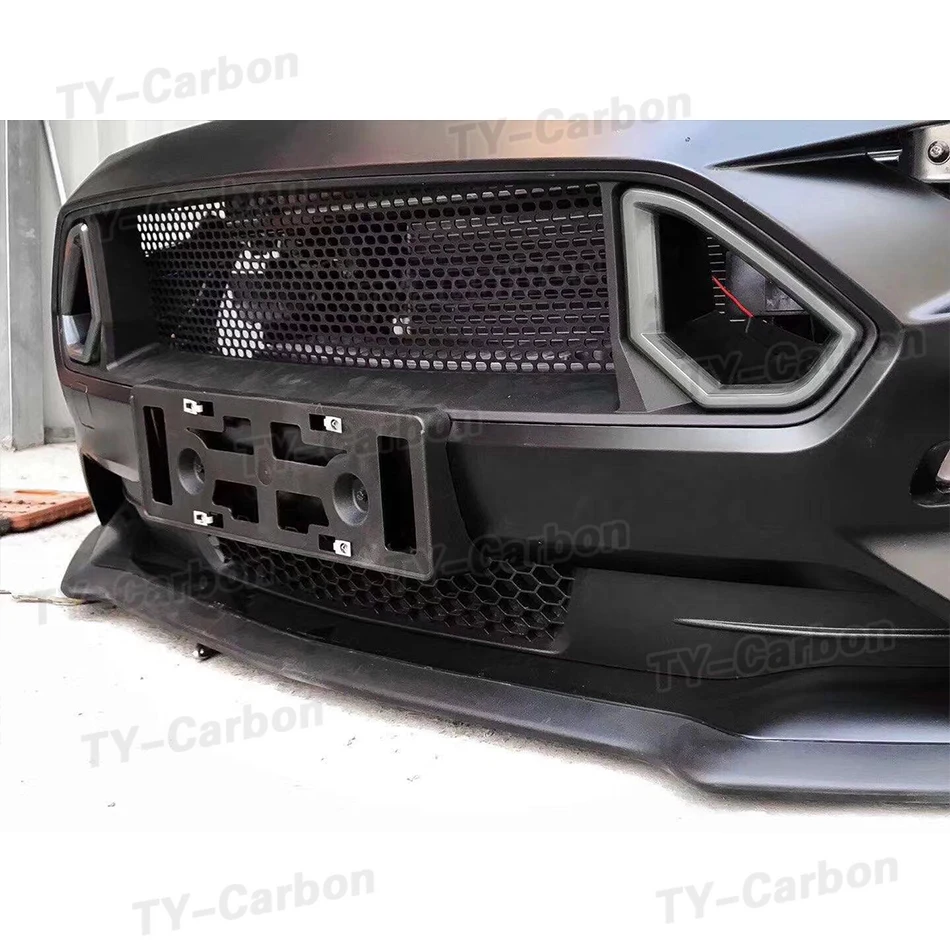 Car Grill Front Grille Plastic Replacement Bumper Hood Mesh With LED Light Auto Kit For Ford Mustang 2018-2022 RTR Style