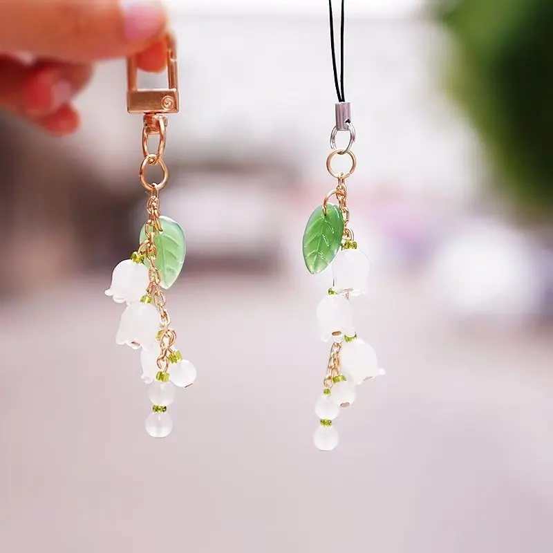 Exquisite Lily of the Valley Mobile Phone Lanyard Women Key Chain Pendant Pendant Jade Pendant Small Pendant Mobile Phone Chain