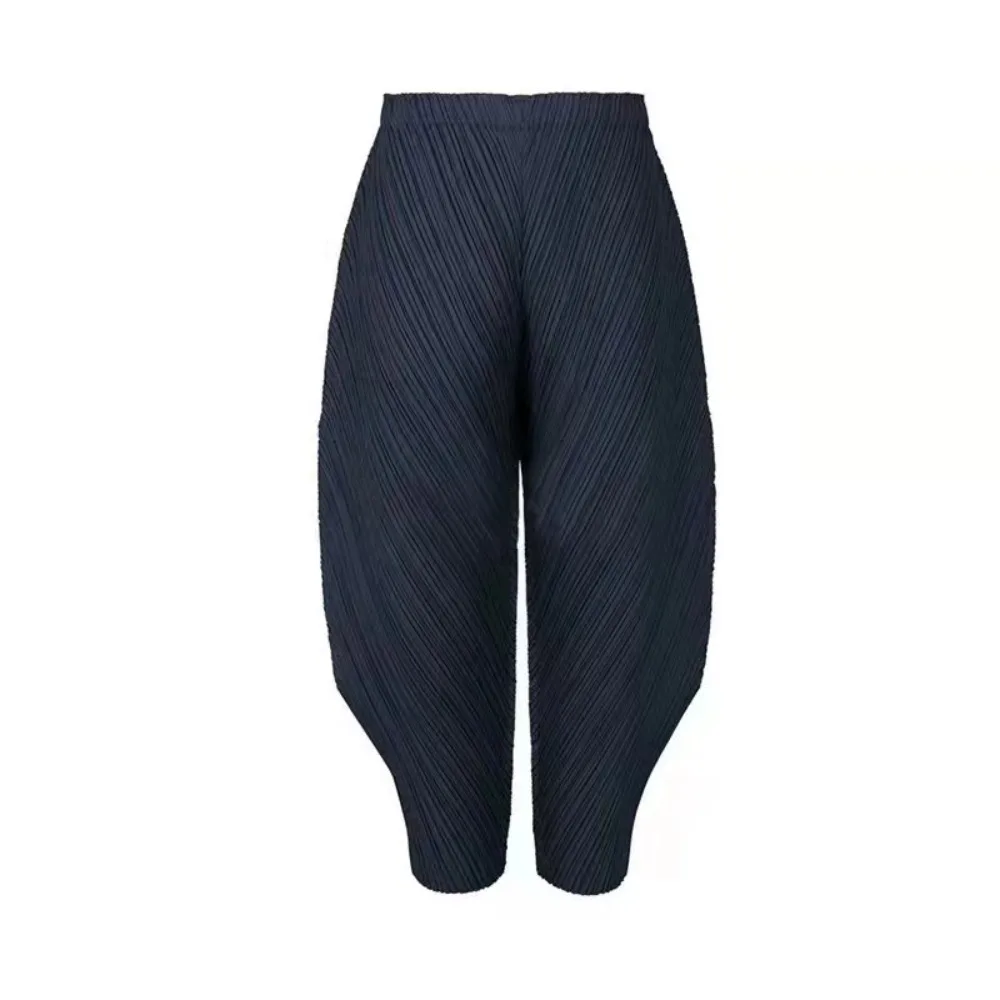 

Miyake Pleated Pants Women's Nine-minute Pants Comfortable Casual Pleated Wide-legged Pants 2023 New Fashion Loose Plus Size