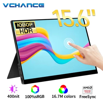VCHANCE 15 인치 터치 스크린 휴대용 모니터, 1080p 숨겨진 두 스탠드, 게이밍 두 번째 디스플레이, 노트북 PS4/5 스위치 Xbox 맥북용