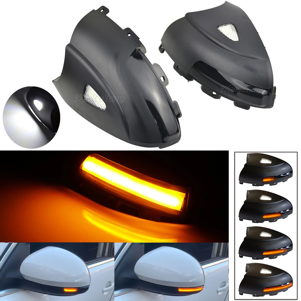 Dynamic LED Turn Signal Mirror Lights For VW Tiguan MK1 2008-2016, Sharan 2012-2018, Skoda Yeti - Smoked Black