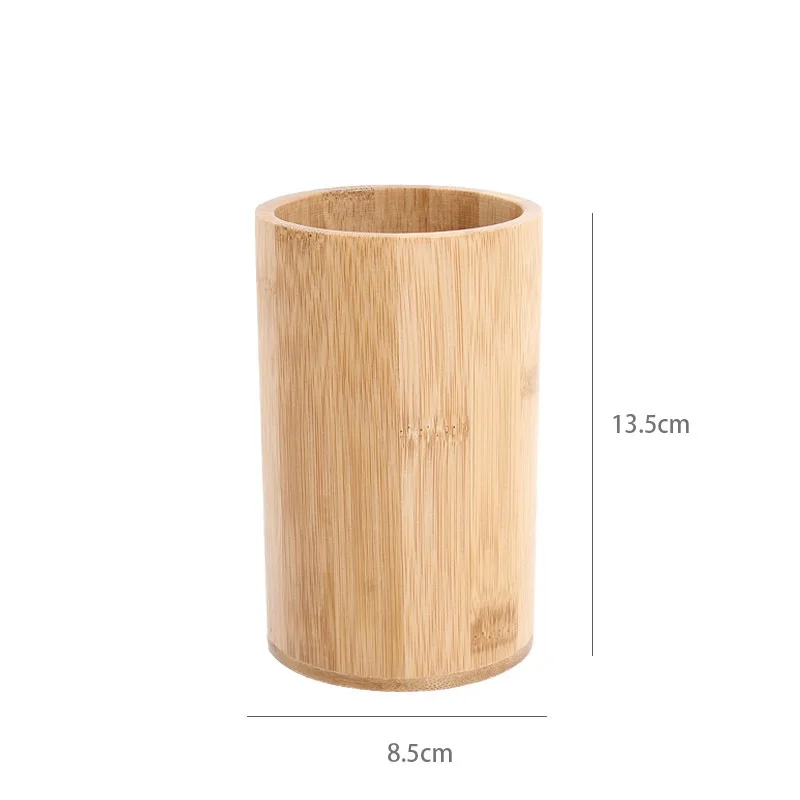 Eco-Friendly Bamboo Utensil Holder Round Square Chopsticks Organizer Kitchen Spatula Tongs Cutlery Fork Spoon Drain Box 5