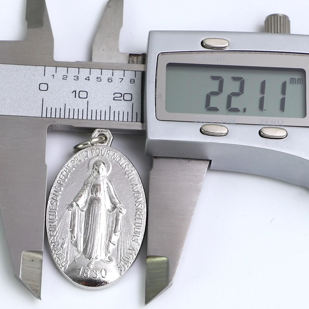 50pcs of Alloy Vintage Miraculous Medal Blessed Mary Pendant with Split Ring 5