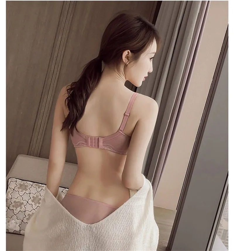 Small Bra Girl Underwear Set for Female Wire Free Lace Panties Bra Sets Adjustable Straps Bralettes Panty Woman Push Up Lingerie