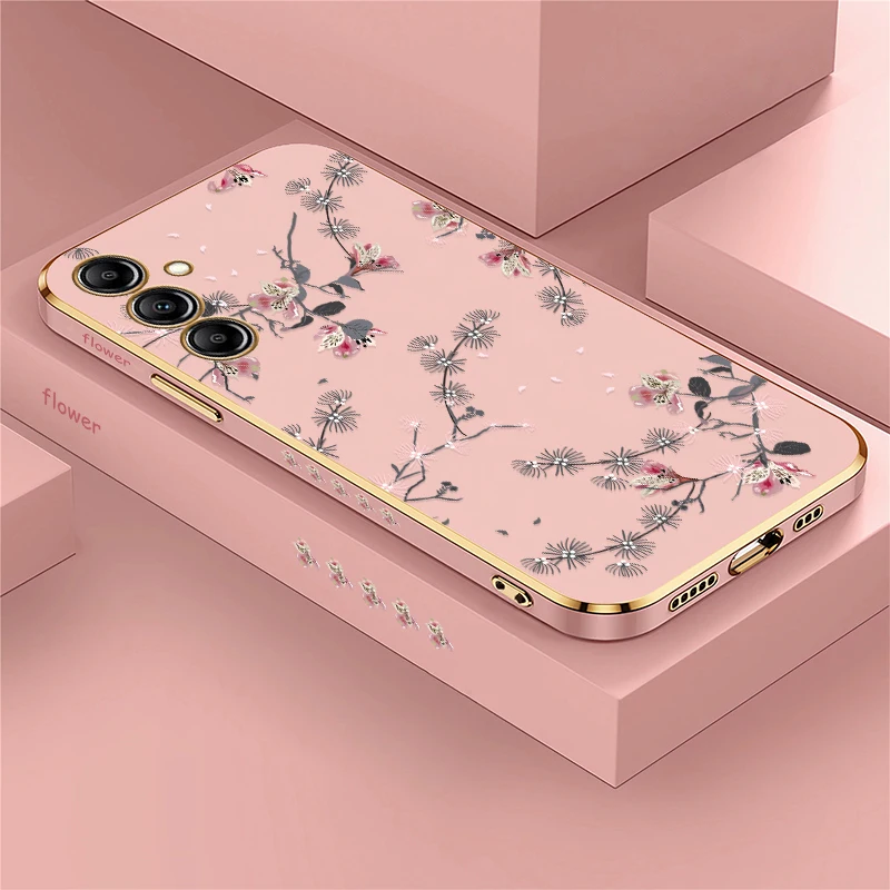 Elegant Floral Phone Case with Plating Finish