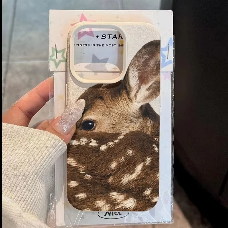 Close-Up Sika Deer Illustration Pattern TPU Case for iPhone 17 Pro Max 16 15 14 13 12 11 XS XR X 7 8 Plus Stylish TPU Soft Cover 1