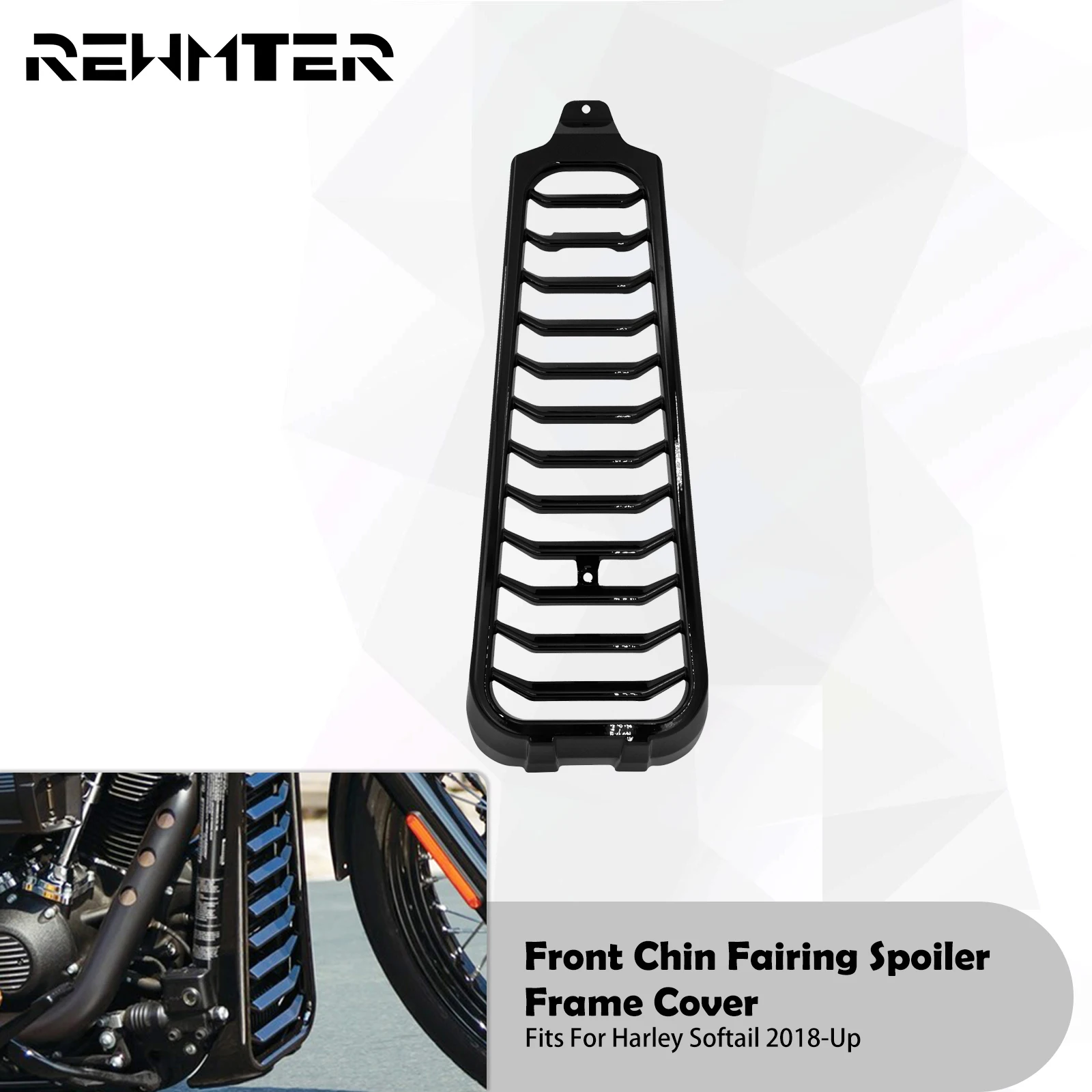 Motorcycle Front Chin Fairing Spoiler Gloss Black Frame Cover For Harley Softail Breakout Fat Bob Fat Boy FXBR FXLD FLHC 18-24