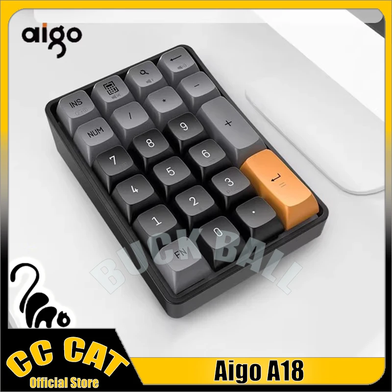Aigo A18 Numero Tastiera Mini Pad Portatile 22 Tasti 2 Modalità 2.4G Tastiere Personalizzate Wireless Interruttore Giallo Per Tastiera Numerica Portat