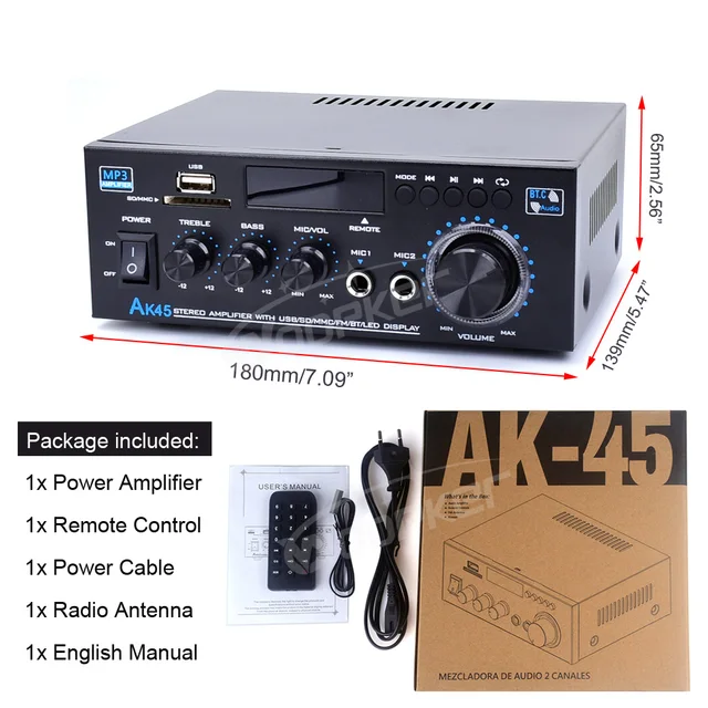 Woopker AK45 HiFi Digital Amplifier – 90Wx2 Bluetooth Surround Sound for Home & Car 5