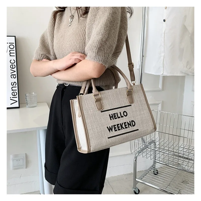 Simple Retro Fashion Canvas Single Shoulder Bag for Women's New Fashion Casual Lightweight Large Capacity Shoulder Bag