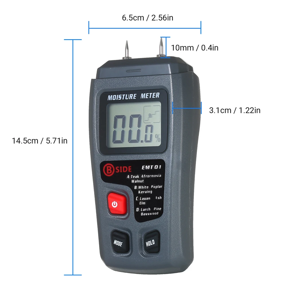 Herwey 1pc détecteur numérique d'humidité du bois de mètre d