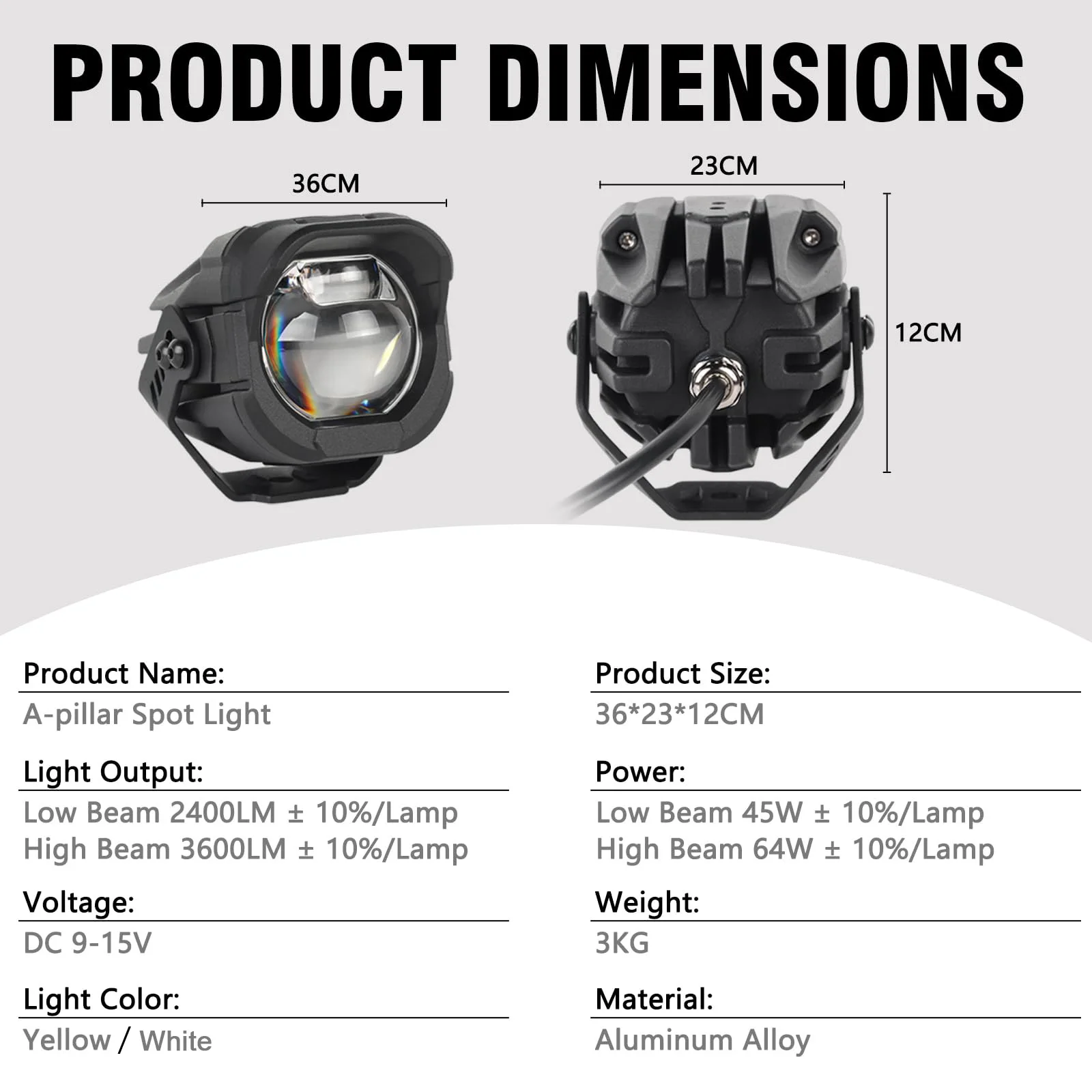 OMU 4x4 보조 스포트라이트 LED 안개등 오프로드 라이트 초고휘도 상하향등 전환 가능 지프 차량 트럭 SUV ATV 등에 적합