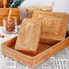 Hand-woven Storage Basket Rattan Storage Tray Wicker Basket Bread Fruit Food Breakfast Picnic Basket Kitchen Storage Basket 3
