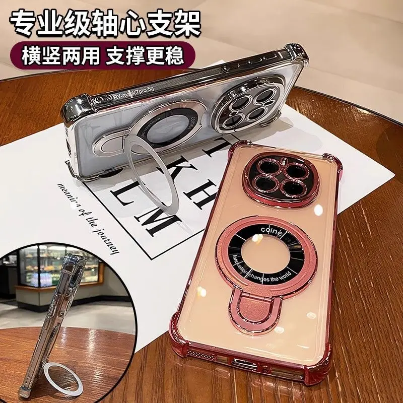 Luxury Electroplating Silicone Transparent Stand Case with Bumper Protection