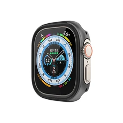Premium Titanium-Color Aluminum Alloy Case for Apple Watch Ultra 49mm - Sleek TPU+Alloy Bumper Protector (Black)