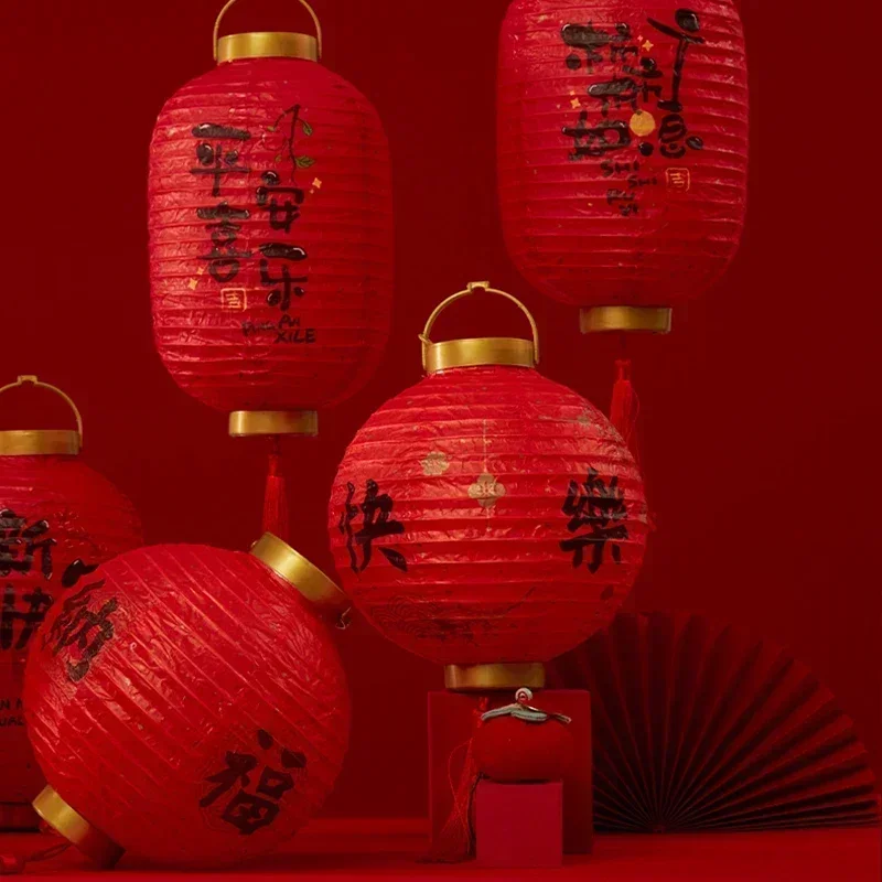 Chinese lamp LED Glowing classical red paper lantern DIY Assemble Paper Lanterns Spring Festival Children Gifts New Year Decor 5
