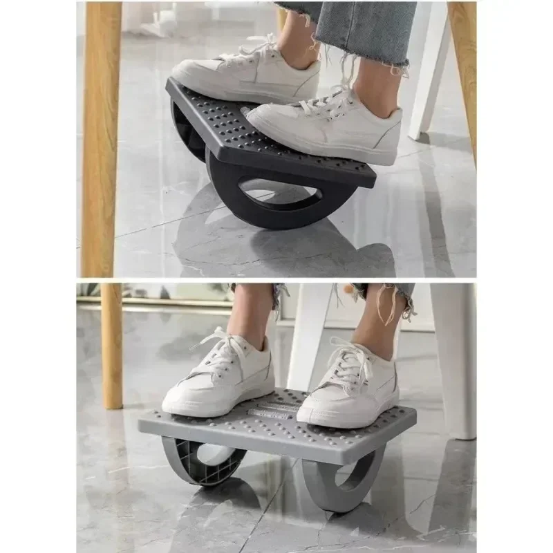 Foot Rest Under Desk, Ergonomic Office Foot Stool for Anti-Cross Leg, Plastic Non-Slip Foot Pedal with Massage Massage Bar 180°