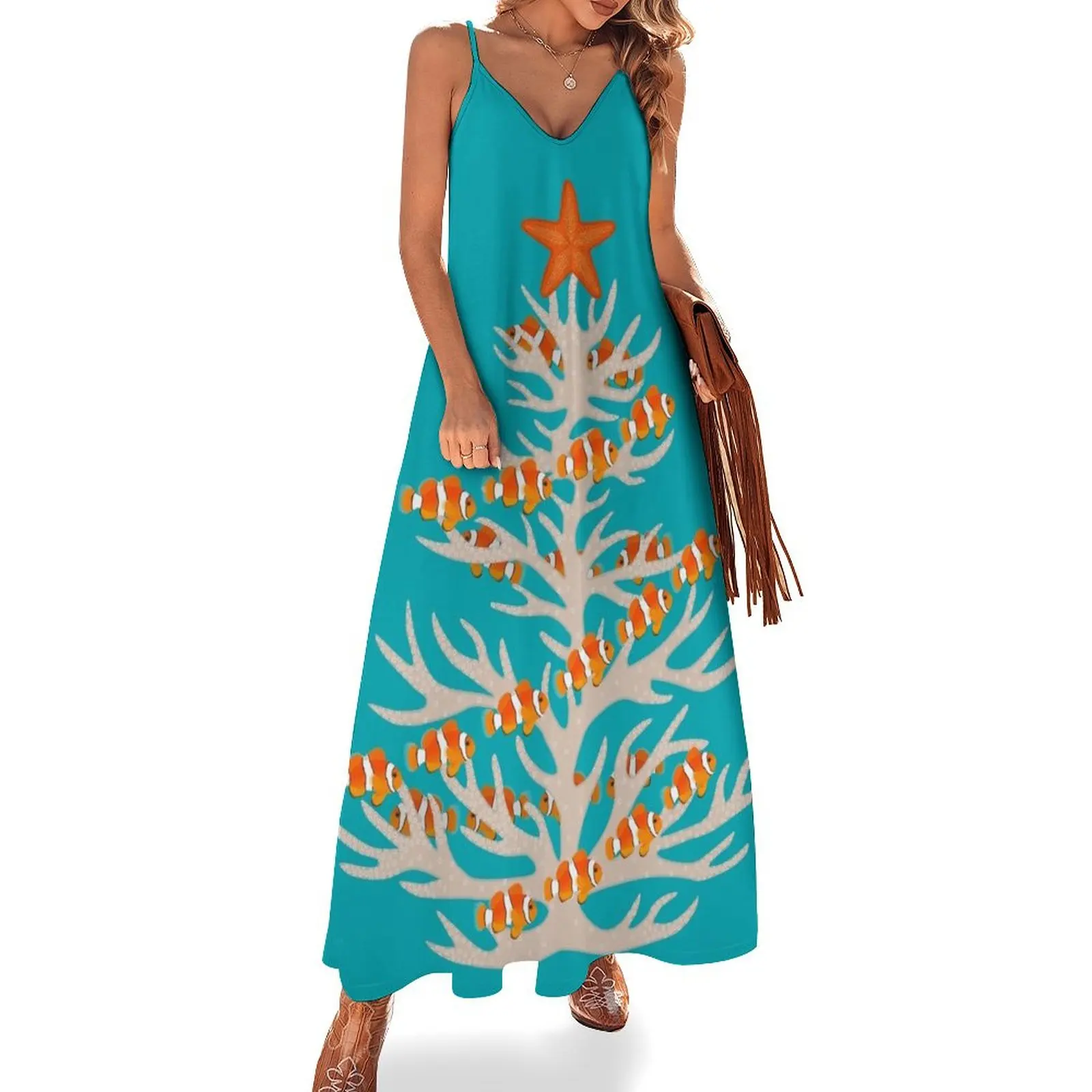

Underwater Christmas tree with coral reef fish Sleeveless Dress bandage dress Clothing female luxury evening dresses 2024