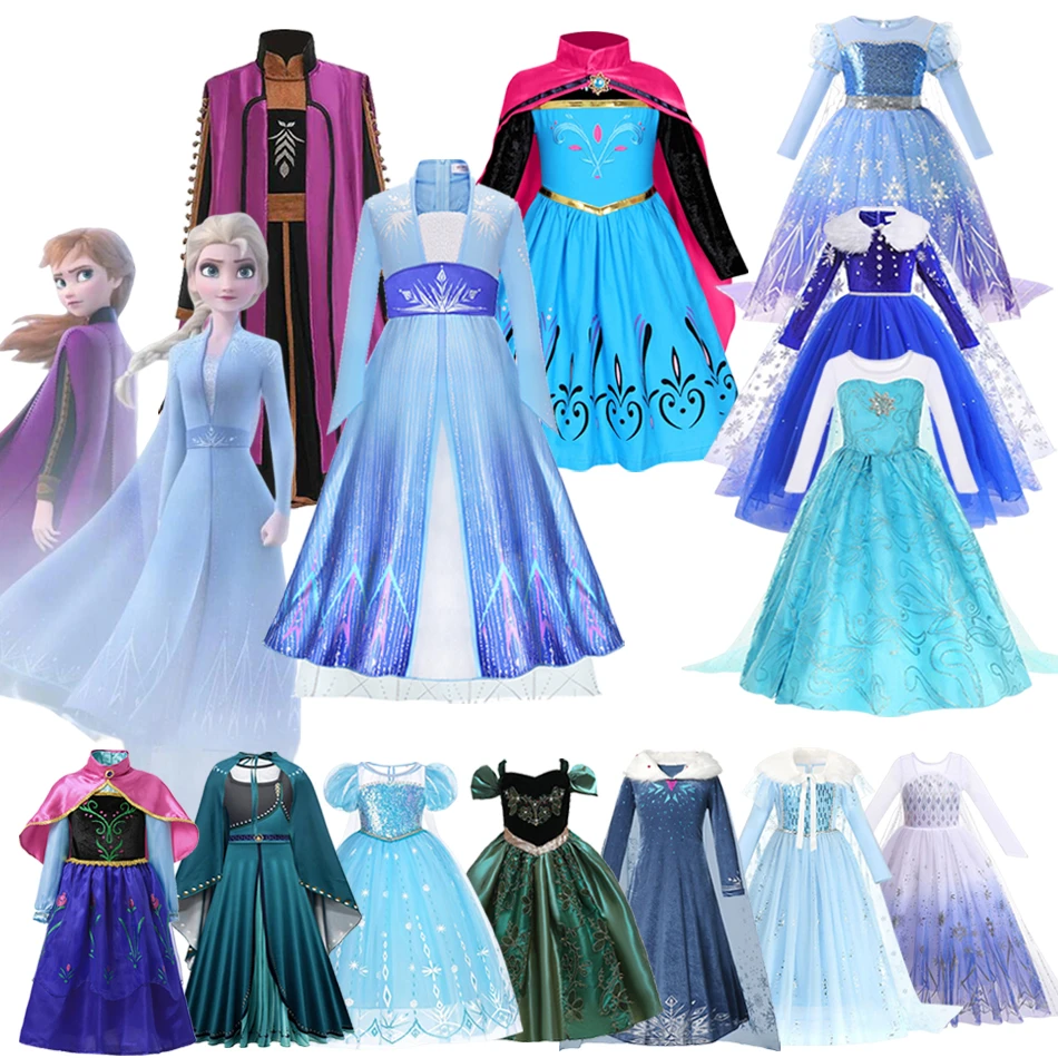 Robe de princesse Disney pour filles, Costume reine des neiges Elsa et
