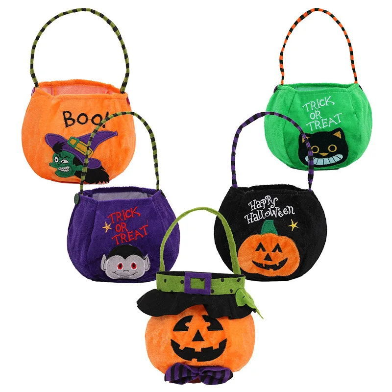 

New Halloween decoration hat round tote bag Halloween children's candy gift bag pumpkin bag